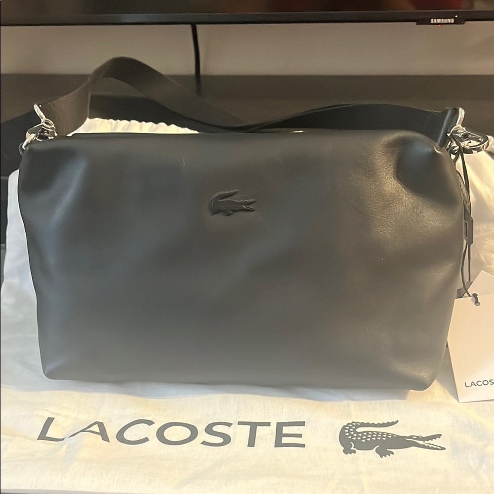 Lacoste Black Crossbody Bag with Minimalist Design